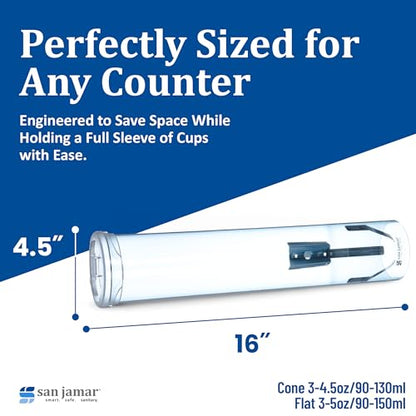 San Jamar Small Pull-Type Wall-Mount Cup Dispenser, 3-5 oz, Blue