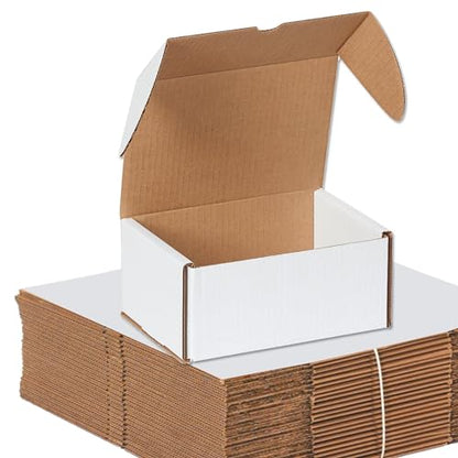 Box USA 8" Deluxe Shipping Boxes, 8"L x 5 1/2"W x 4"H, 50-Pack - White Box Mailers for Packaging, Storage, Gifts or Bulk Business Orders - size: 8 x 5 1/2 x 4" 50-Pack