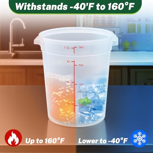 4 Pack 8Qt Round Polypropylene Food Storage Container with Lids Scale - color: 8 Quarts