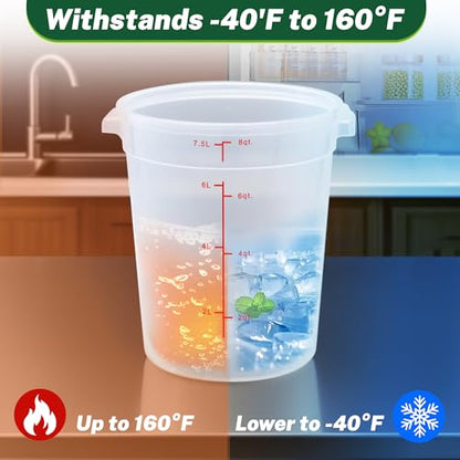 4 Pack 8Qt Round Polypropylene Food Storage Container with Lids Scale - color: 8 Quarts