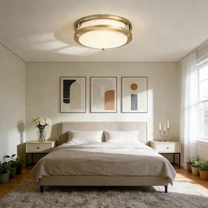 Drosbey 50W Dimmable LED Ceiling Light Fixture, 13.2in Flush Mount Light Fixture, Ceiling Lamp for Bedroom, Kitchen, Bathroom, Hallway, Super Bright 5000 Lumens, 3000K Warm White - color: Brush Nickel, size: 50W