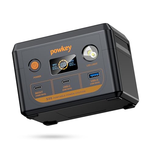 powkey 100W PD Laptop Rechargeable Power Station with USB-C Cable - color: Black Orange