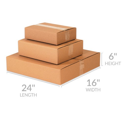 UOFFICE Flat Corrugated Boxes 24 x 10 x 4" Bundle of 20 Bulk Boxes