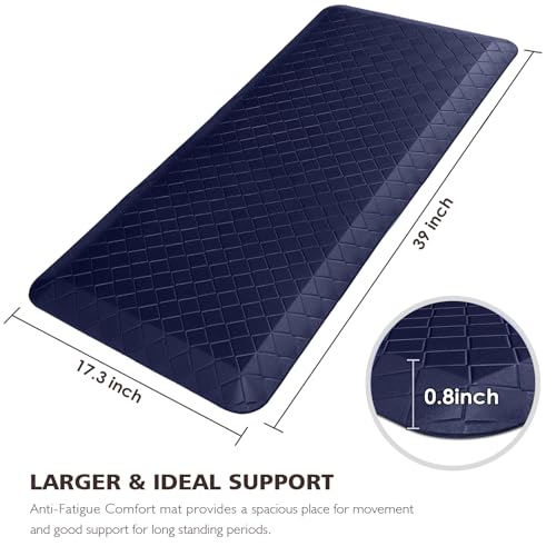 HappyTrends Kitchen Floor Mat - 4/5 Inch Thick Anti-Fatigue Kitchen Rug - color: Blue, size: 39"L x 17.3"W x 0.8"Th