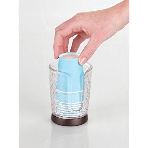 mDesign Plastic/Steel Compact Small Disposable Paper Cup Dispenser Storage Holder for Rinsing Cups on Bathroom Vanity Countertops - Rain Collection - Clear/Bronze - color: Clear/Bronze