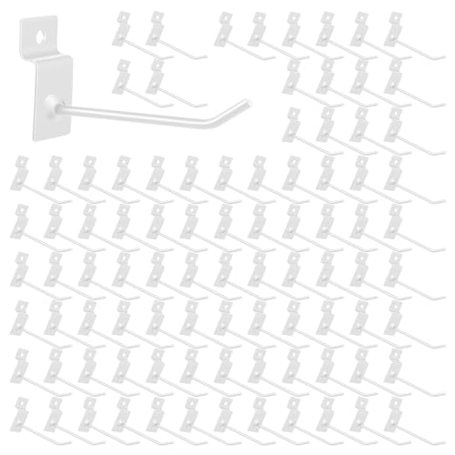 100Pcs Slatwall Hooks Bulk Set, Heavy Duty Slat Wall Hanging Hook and Hanger, Slatwall Pegboard Accessories for Retail Shop Display, Garage Organization (White, 4 Inches/10 CM) - color: White, size: 4 Inches/10 CM