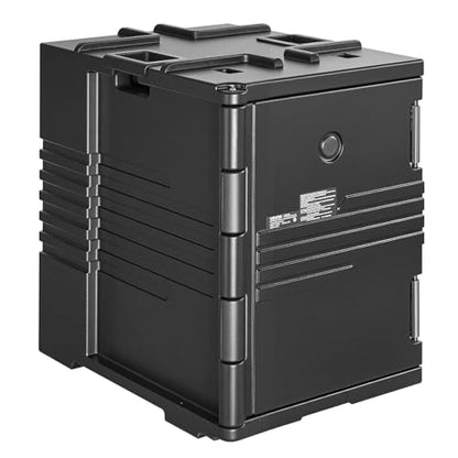 VEVOR Insulated Food Pan Carrier, 95 Qt Non-Electrical Food Warmer, with Wheel & 304 Stainless Steel Latch, LLDPE Stackable Hot Box, for Various Pan Sizes(NOT Included), Fit Catering BBQ Event(Black) - size: 25.6 x 17.7 x 24.4 in