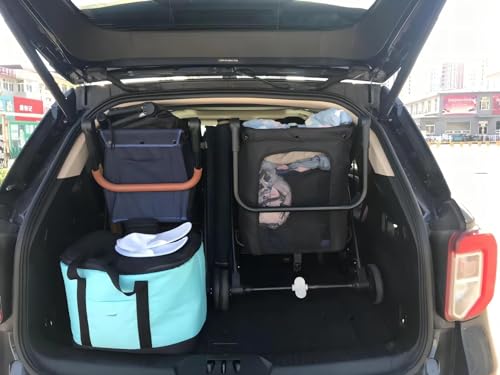 Foldable Shopping Cart 85 Liters Grocery Cart with Cooler Bag Utility Cart Shopping Trolleys with Larger Capacity Rolling Front Swivel Wheels Adjustable for Office Picnic Groceries Laundry - size: 85 Liters + cooler bag light blue