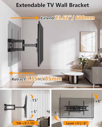 FORGING MOUNT Heavy Duty 60 to 120 inch XXXL Full Motion TV Wall Mount Max VESA1000x600mm Up to 275lbs for Extra Large Big Screens,Universal Articulating TV Mount Bracket Swivel Tilt,16-24” Studs - size: Fits 60-120" TVs / Max 1000x600mm Full Motion