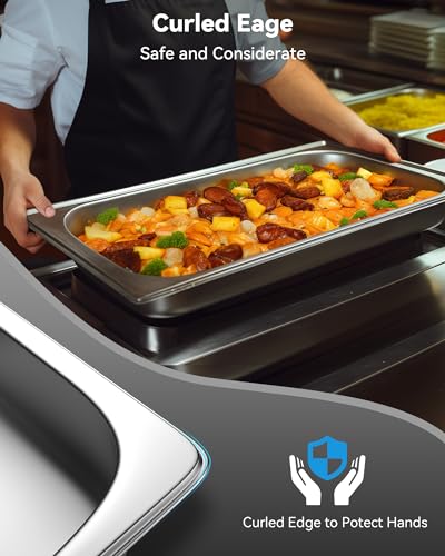 ZeroPone Hotel Pans with Lids, 4 Pack Full Size, 2.5" Deep - color: 2.5" Deep 4 Pack, size: 1/1 Size
