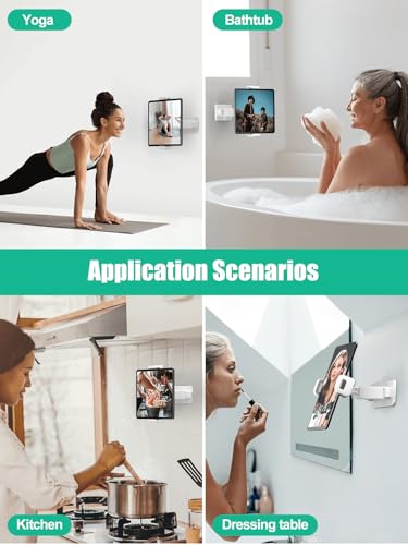 Mistriddle Tablet Wall Mount Holder, Dual Installation, 360° Rotation - color: White