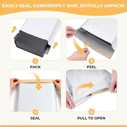 Metronic Poly Mailers 14.5x19 100Pcs White Large Shipping Bags for Clothes - color: White, size: 14.5x19 100PC - Upgraded Version