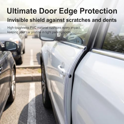 Car Door Scratch Protection Strip, 16.4 Ft U-shaped Flexible Entry Guard, Scratch-resistant Cushioning Trim with Non-slip Inner, DIY Cuttable Accessory for Cars Trucks SUVs (Transparent)