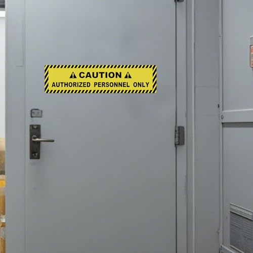 5 Pack Caution Authorized Personnel Only Floor Stickers 24 × 6 Inch