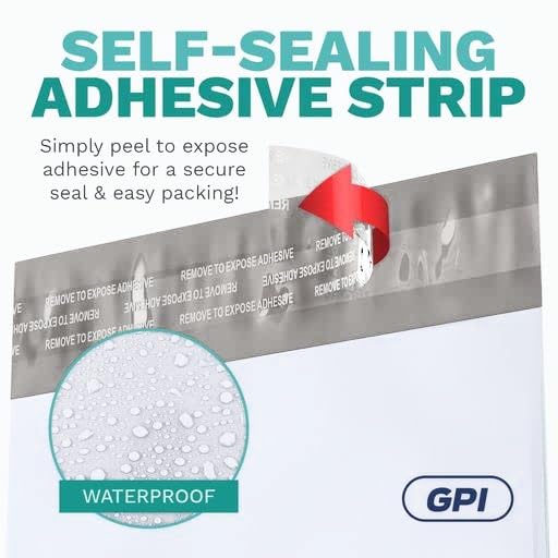 7.5"x10.5" Poly Mailers, 500 Pack, 2.5 Mil, White Self Seal Waterproof, GPI - size: 7.5" x 10.5"