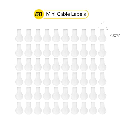 Wrap-It Storage Cable Labels - Mini (60 Pack) White - color: White, size: Mini