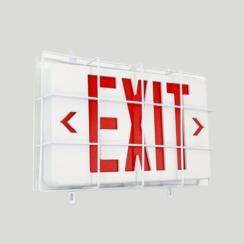 TANLUX Exit Sign with Steel Wire Guard, Wall Mounted Emergency Exit Light with Protective Cover - size: Exit Sign