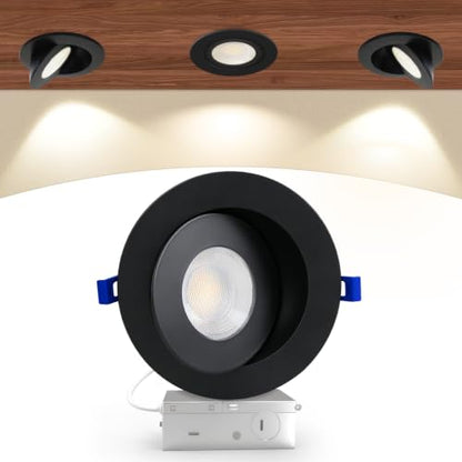 Aosclex 1 Pack 6 Inch Adjustable Gimbal 5CCT Recessed LED Light 15W 1700LM - color: Black-6inch, size: 1 Pack