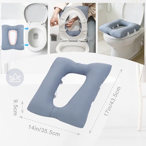 Bedside Commode Cushion, Waterproof Coating Toilet Seat Cushion - color: Blue