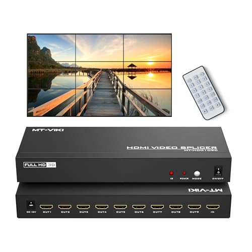 MT-VIKI Video Wall Controller 3x3, HDMI Video Wall Support UHD 4K Input & 1080P Output for 9 TV Splicing Display, 9 Channel Video Wall Processor - style: 3x3