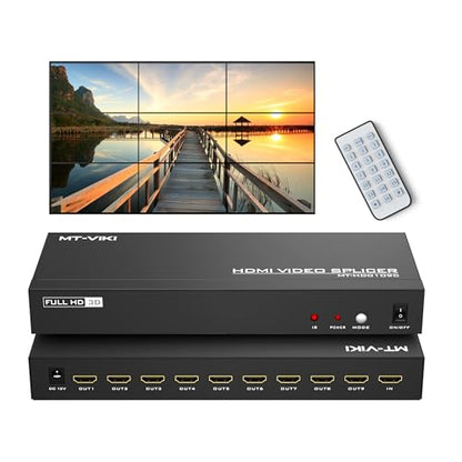 MT-VIKI Video Wall Controller 3x3, HDMI Video Wall Support UHD 4K Input & 1080P Output for 9 TV Splicing Display, 9 Channel Video Wall Processor - style: 3x3