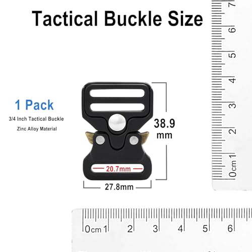 3/4 Inch Tactical Buckle for Paracord Bracelets, Metal Tactical Paracord Buckle Hardware for Tactical Vest, Dog Collar, Backpack Strap Clip Replacement Accessories - color: 01(3/4" Black Metal Buckle 1pcs)