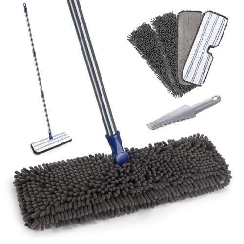 Masthome Flip Microfiber Mop, Wet Dry Dust Mop with Adjustable Handle - color: Blue Flip