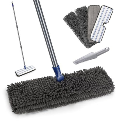 Masthome Flip Microfiber Mop, Wet Dry Dust Mop with Adjustable Handle - color: Blue Flip