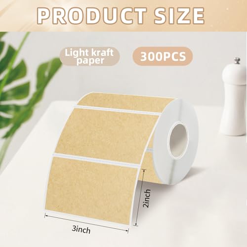 Starboling 3" x 2" Thermal Labels,Self-Adhesive Rectangle Thermal Printer Sticker,for Price,Barcode,Mailing,Name（Kraft） - color: 2''x3''khaki, size: 2''x3''
