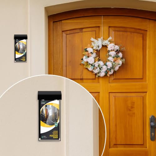 Remerry 3 Pcs 4 x 9 Inch Acrylic Outdoor Brochure Holder with Lids, Black - color: Black
