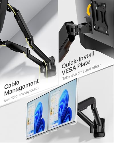 monTEK Dual Monitor Wall Mount, Full Motion Spring Arm for 17-32" Screen - style: Dual Arms