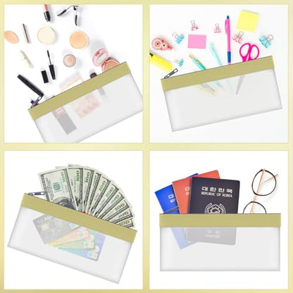 Clear Money Envelopes for Cash Cash Money Bag Pouch 7.6"x3.7" - color: Golden