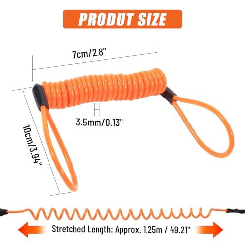 Coiled Disc Lock Reminder Cable, Alarm Disc Lock Spring Reminder Cable, Security Spring Reminder Coil Cable, Portable Motorcycle Reminder Cable (Orange) - color: Orange
