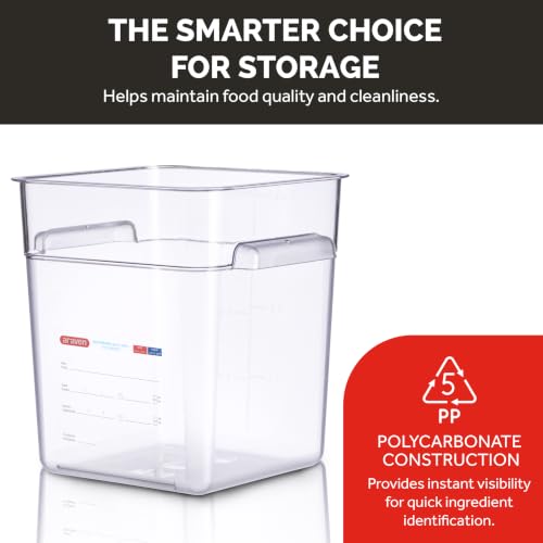 Araven Square Food Container, Food Container Commercial, 8 QT, Clear