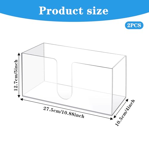 2 Pack 10.8 Inch Clear Acrylic Paper Towel Holder Countertop Napkin Dispenser for Z-fold C-fold MultiFold Trifold Paper Towels, Kitchen Bathroom Restaurant Office Use