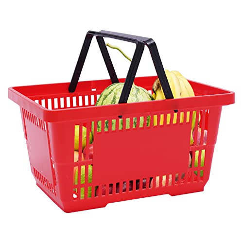 12 Pcs Shopping Basket 18L Portable Mesh Grocery Basket Plastic Store Retail Baskets with Handles for Supermarket, Retail, Grocery (16.9 x 11.8 x 9.1 Inch)