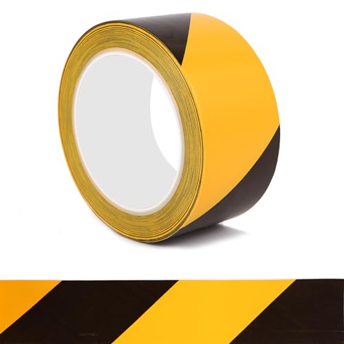Black Yellow Floor Marking Tape, 2 in x 110 ft, Adhesive Safety Tape - color: Black & Yellow PET Tape, size: 2 Inch x 110 FT
