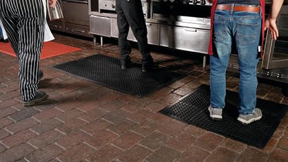 NoTrax 3' x 10' Anti-Fatigue Lightweight Restaurant Rubber Floor Mat with - color: Black, size: 3' x 10'