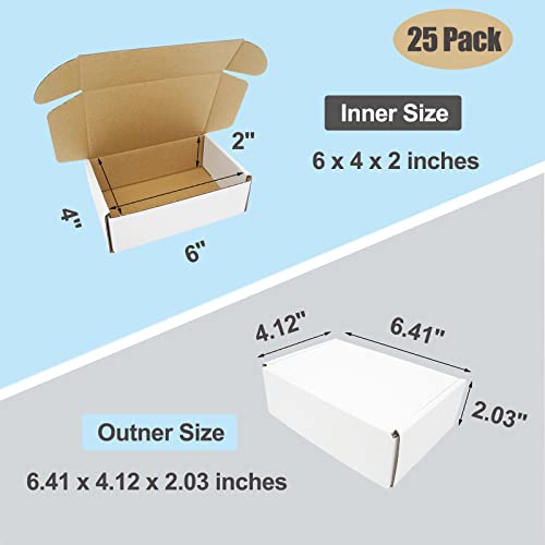 6x4x2 Shipping Boxes Pack of 50, White Corrugated Cardboard Box for Small Business Flat Literature Mailer Mailing Packaging Packing Jewelry Craft Gifts - size: 6"x4"x2", style: 50 Pack - White