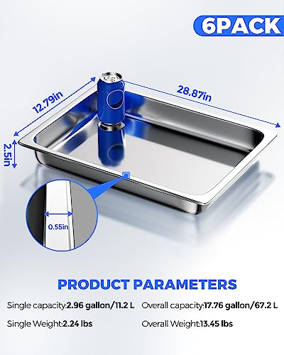 WantJoin Stainless Steel Steam Table Hotel Pan Set 1/1 Size 2.5 Inches 6pcs - color: 2.5" Deep, size: 1/1 Size