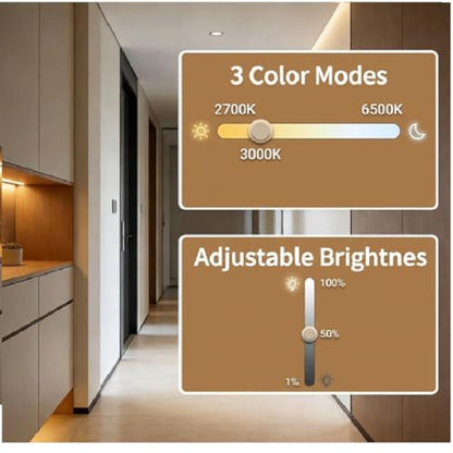 Under Cabinet Lights, 6 Pack Dimmable LED Lighting strip with IR Control, 3 Color Changing Plug in Light Bars, Stepless Brightness Timer Closet Lights for Kitchen Counter Shelf Wardrobe Display - color: Black