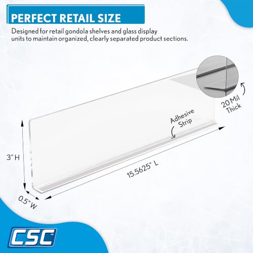 Shelf Dividers, 50 Pack, 3" x 17-9/16", Retail Shelf Organization, Product Separators, Clip Strip