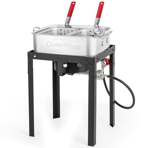 OuterMust 58,000 BTU Outdoor Fryer, 18 Qt. Deep Fryer Pot and 2 Inner Baskets, Ideal for Frying Fish, Chicken Wings, French Fries - size: 18 Qt. with Baskets