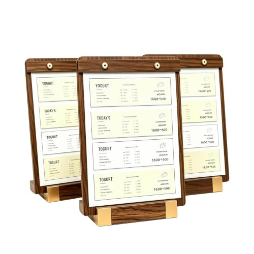 3 Pack 9.8" x 13.5" Acrylic Sign Holder with Walnut Wood Base