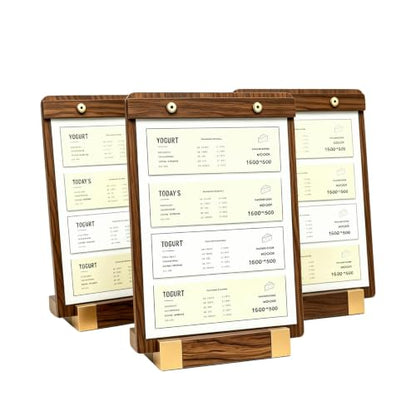 3 Pack 9.8" x 13.5" Acrylic Sign Holder with Walnut Wood Base