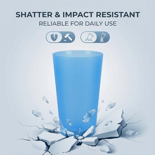 32oz Plastic Cups Reusable set of 12, Large Plastic Tumbler Coastal - color: Coastal Colors