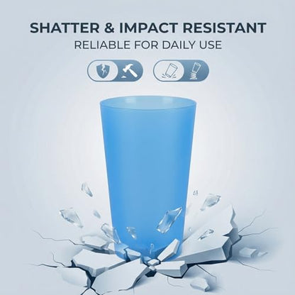 32oz Plastic Cups Reusable set of 12, Large Plastic Tumbler Coastal - color: Coastal Colors