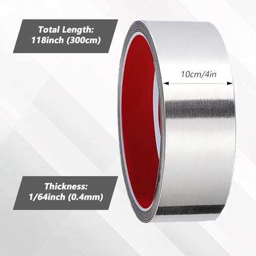 Stainless Steel Toe Kick Cover, 4" x 118" Baseboard Plate, Self Adhesive Kickplate for Bottom of Door, Kitchen Island, Cabinet, Cupboard