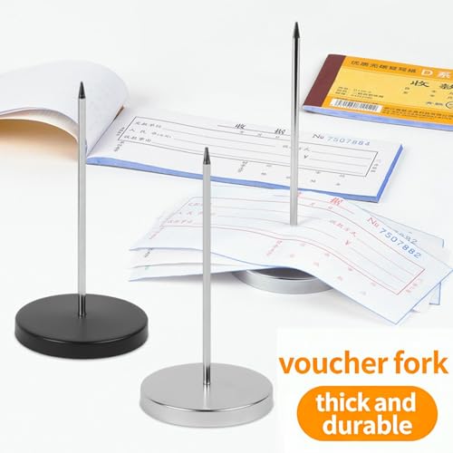 4Pcs Desk Receipt Holder,Bill Fork Ticket Spike,Restaurant Memo Holder - color: Black