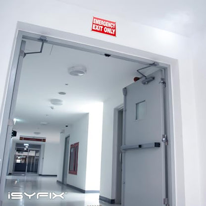iSYFIX Emergency Exit Only Sign, 10x7 Inch, 2 Pack - size: 2 Pk 10x7, style: Plastic Red